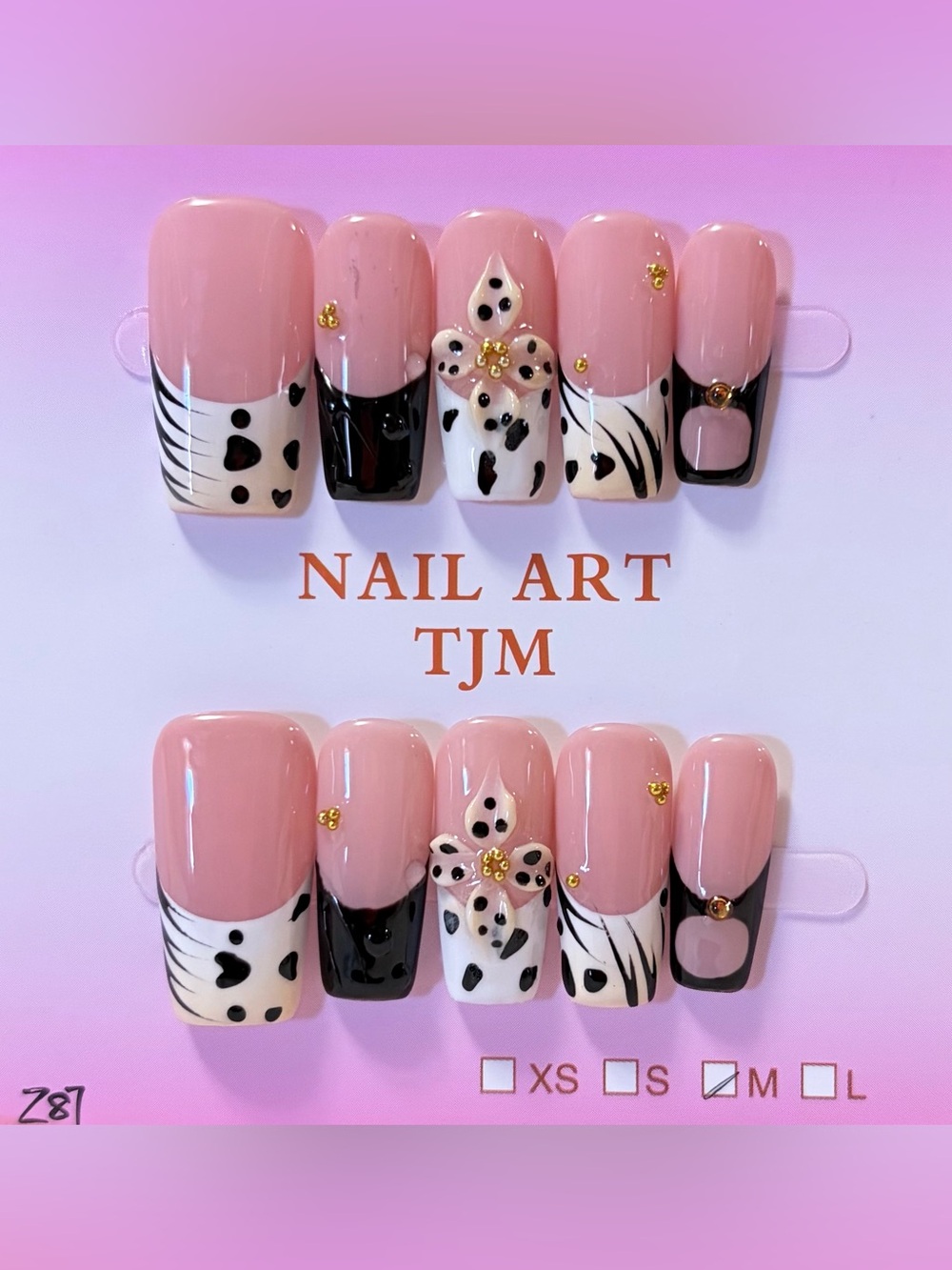 Pink & Black Floral Nail Art Set